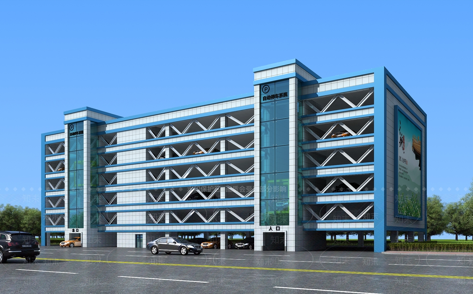 现代立体停车楼车位3D模型下载【ID:535941946】