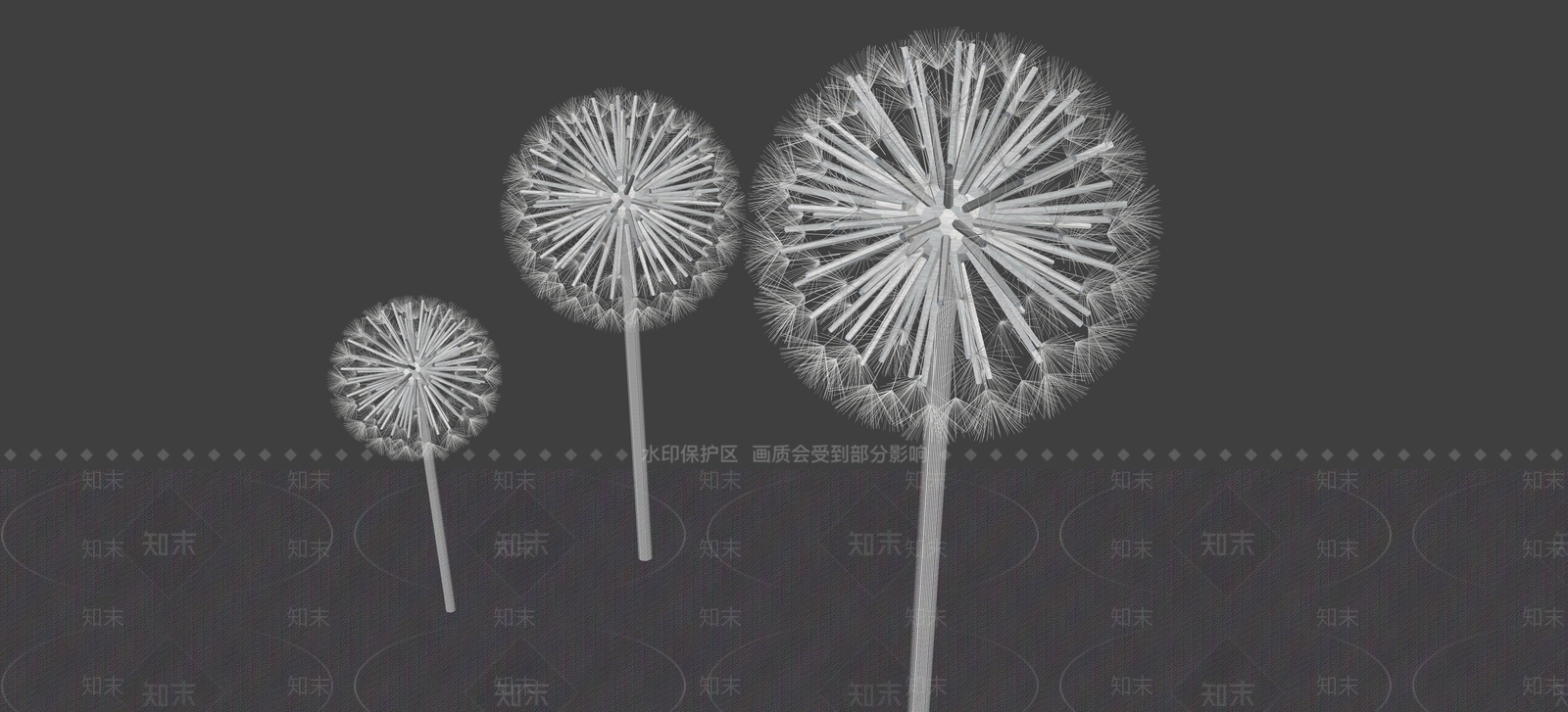 现代蒲公英雕塑小品SU模型下载【ID:635947665】