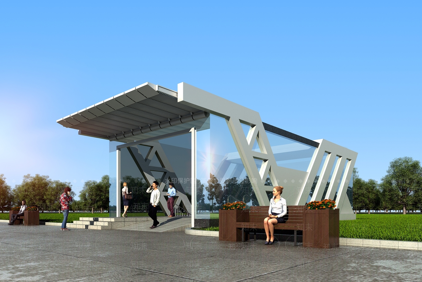 现代地下商场地铁出入口通道3D模型下载【ID:435952970】