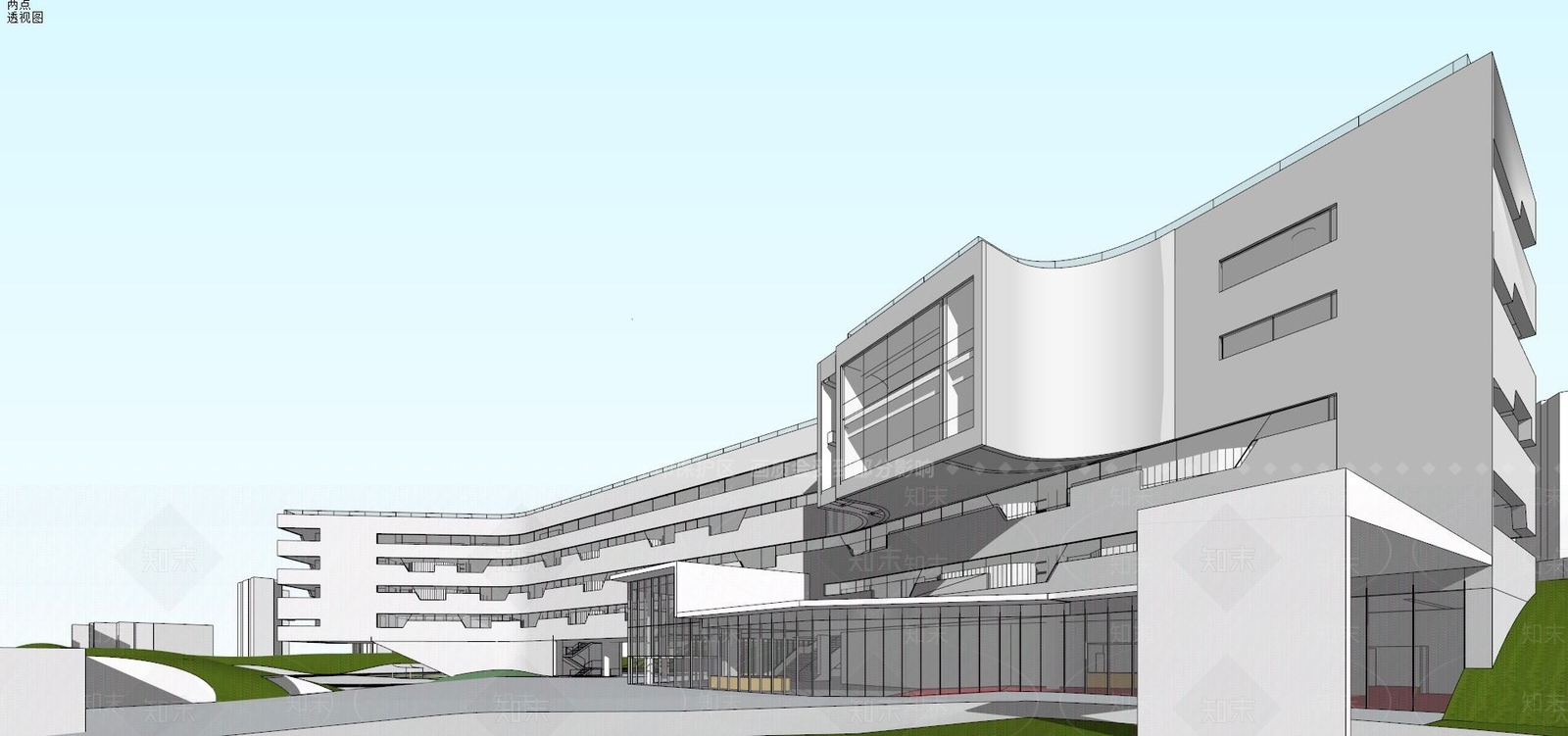 现代中小学学校SU模型下载【ID:835958227】