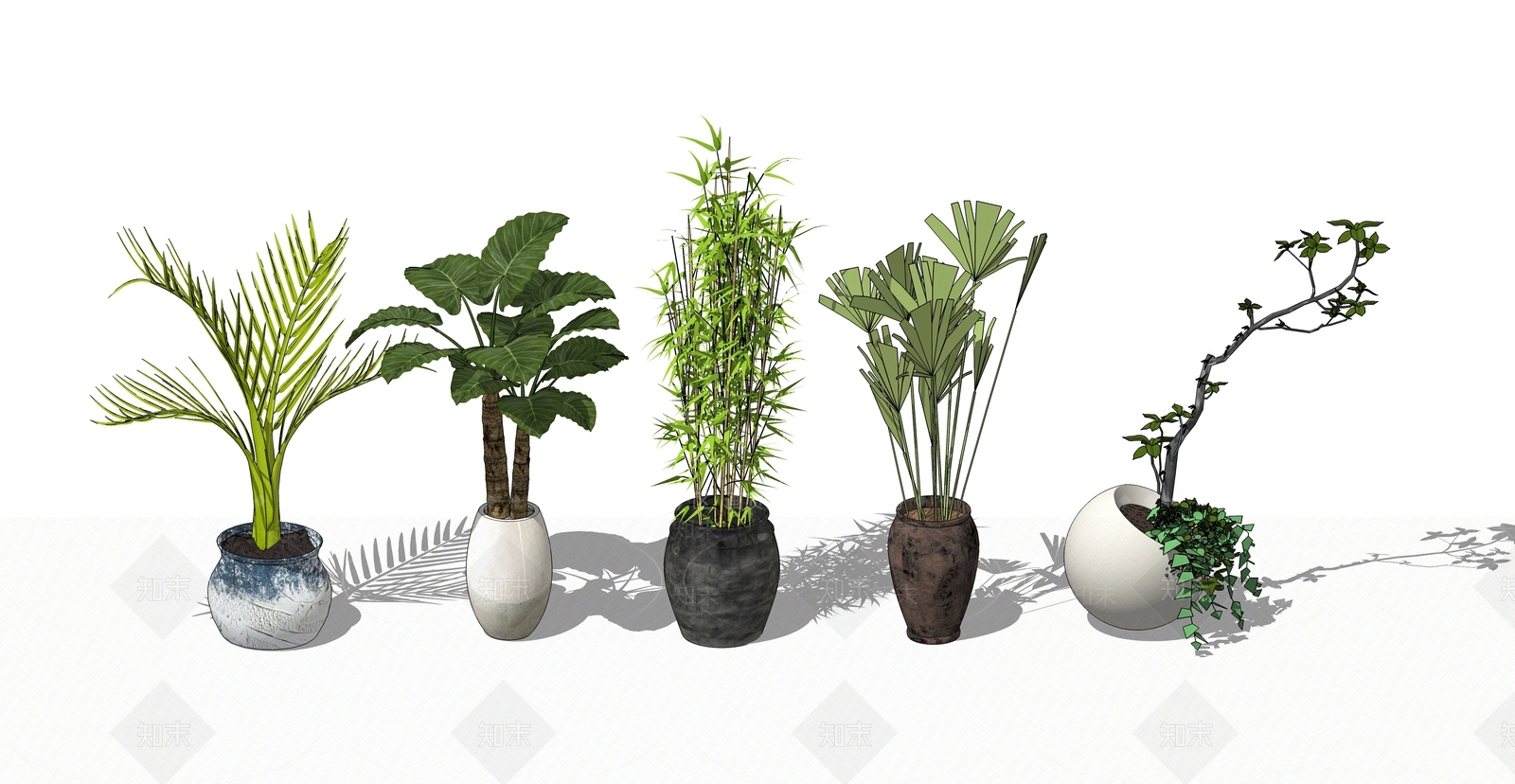 现代景观小品植物SU模型下载【ID:135978814】