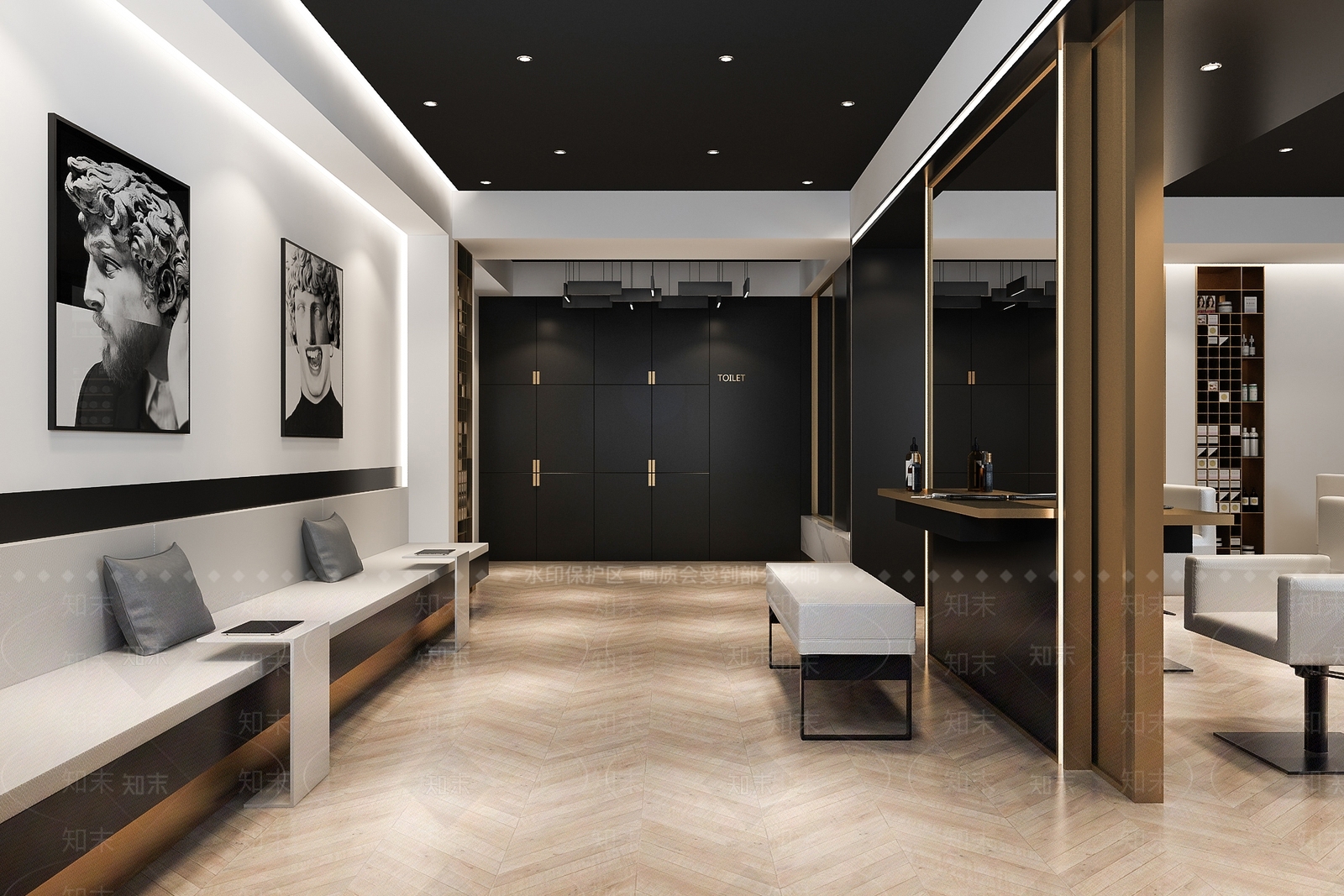 现代轻奢理发店3D模型下载【ID:936008756】