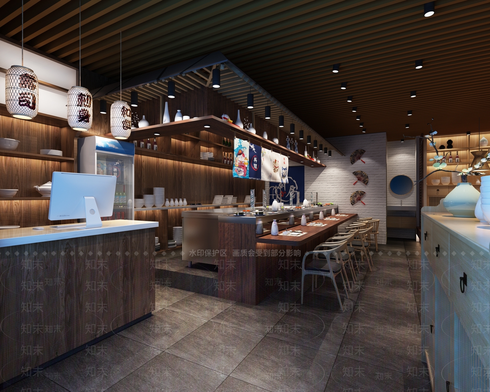 日式日本寿司店3D模型下载【ID:436013849】