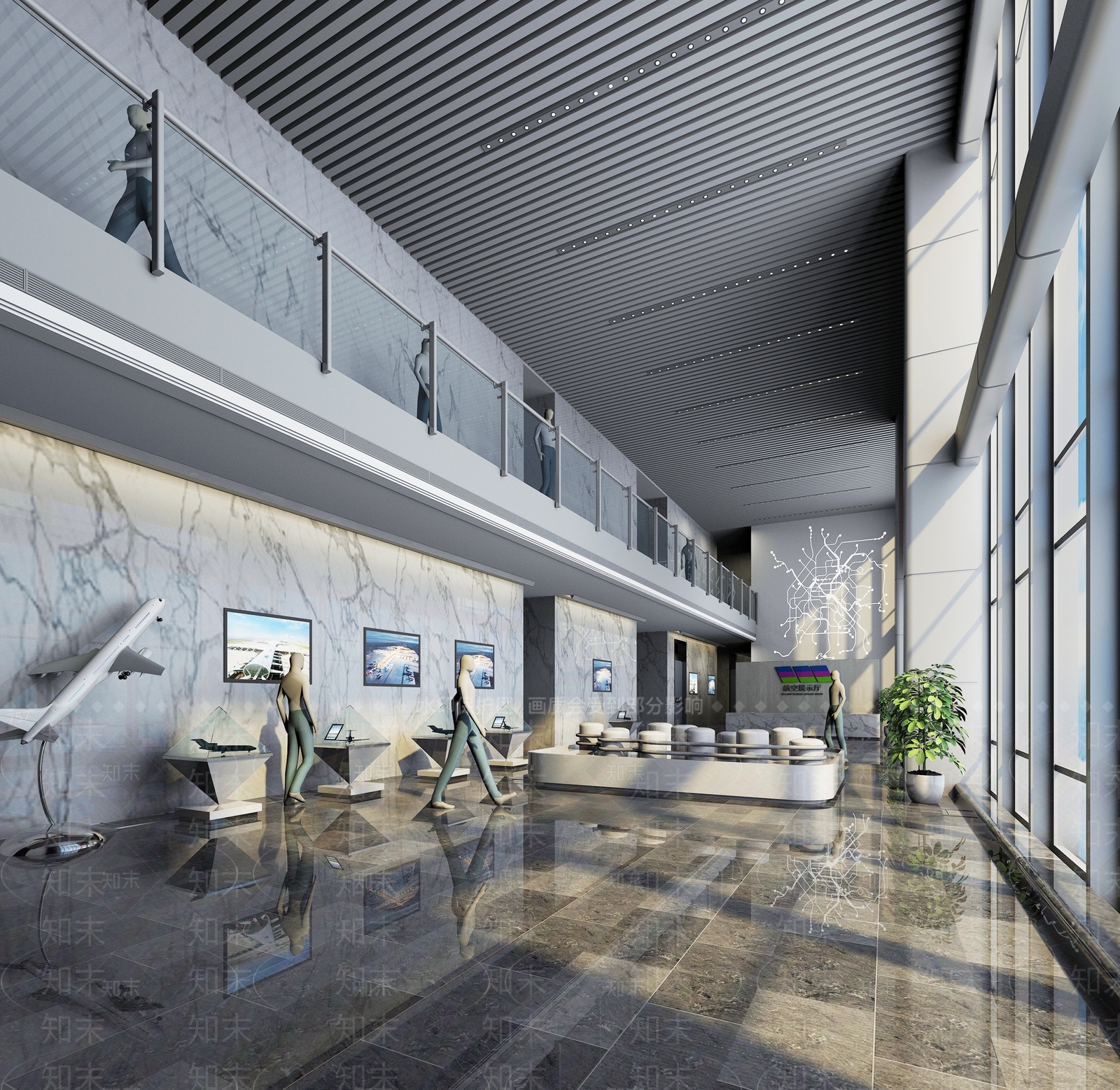 现代航空飞机文化展示3D模型下载【ID:936019368】