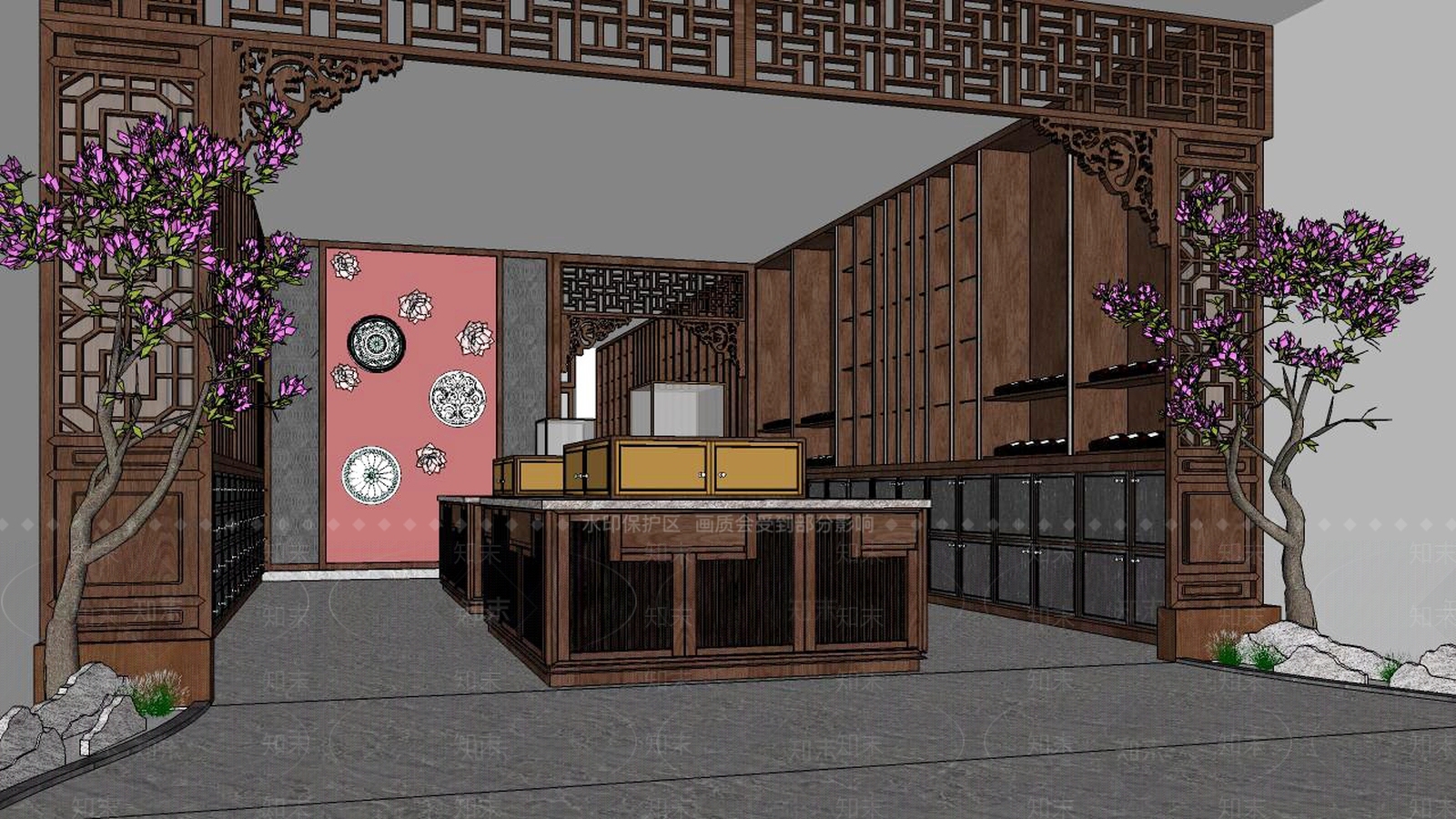 中式烟酒专卖店SU模型下载【ID:136026747】