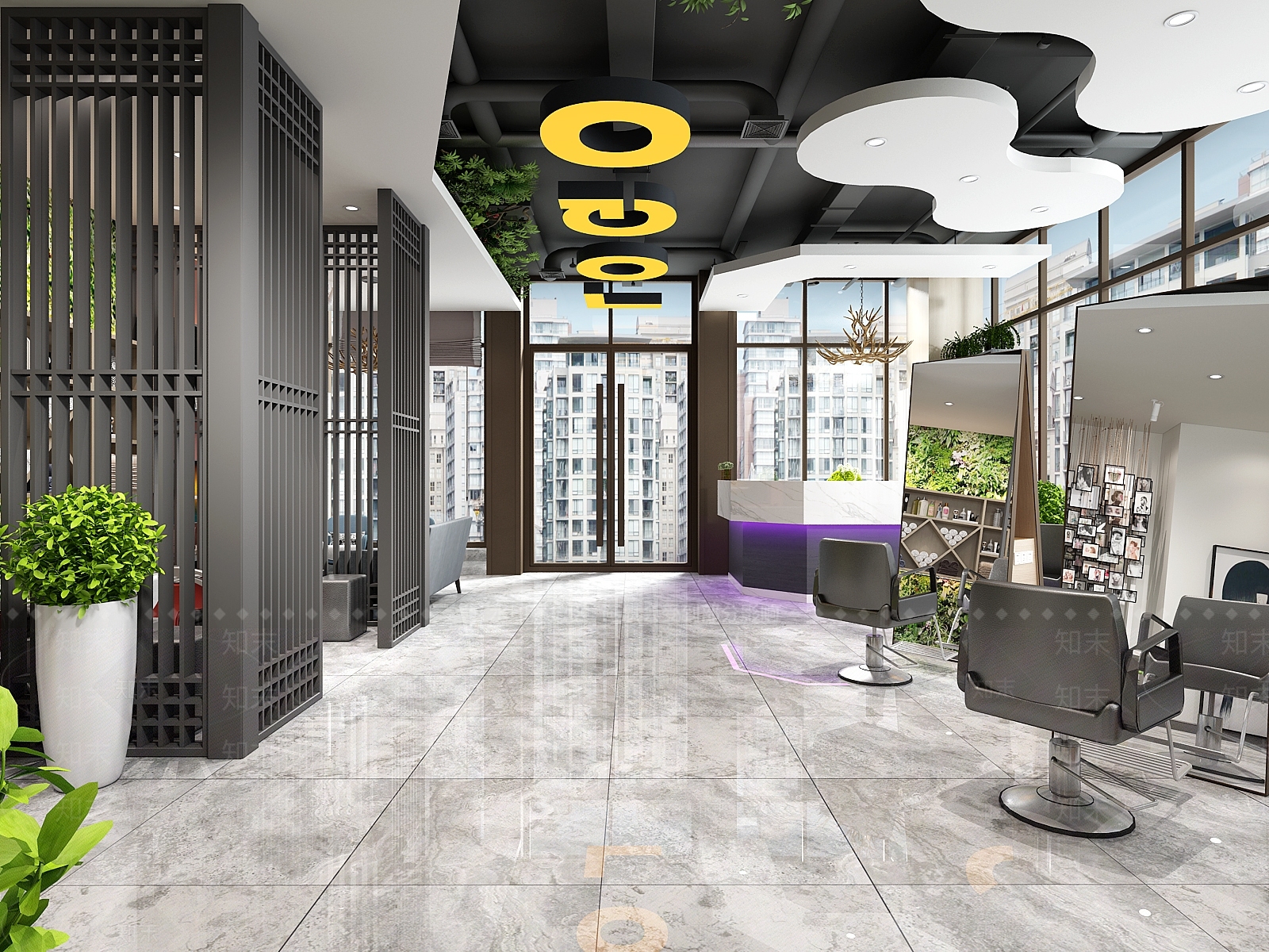 现代美发店3D模型下载【ID:936031718】