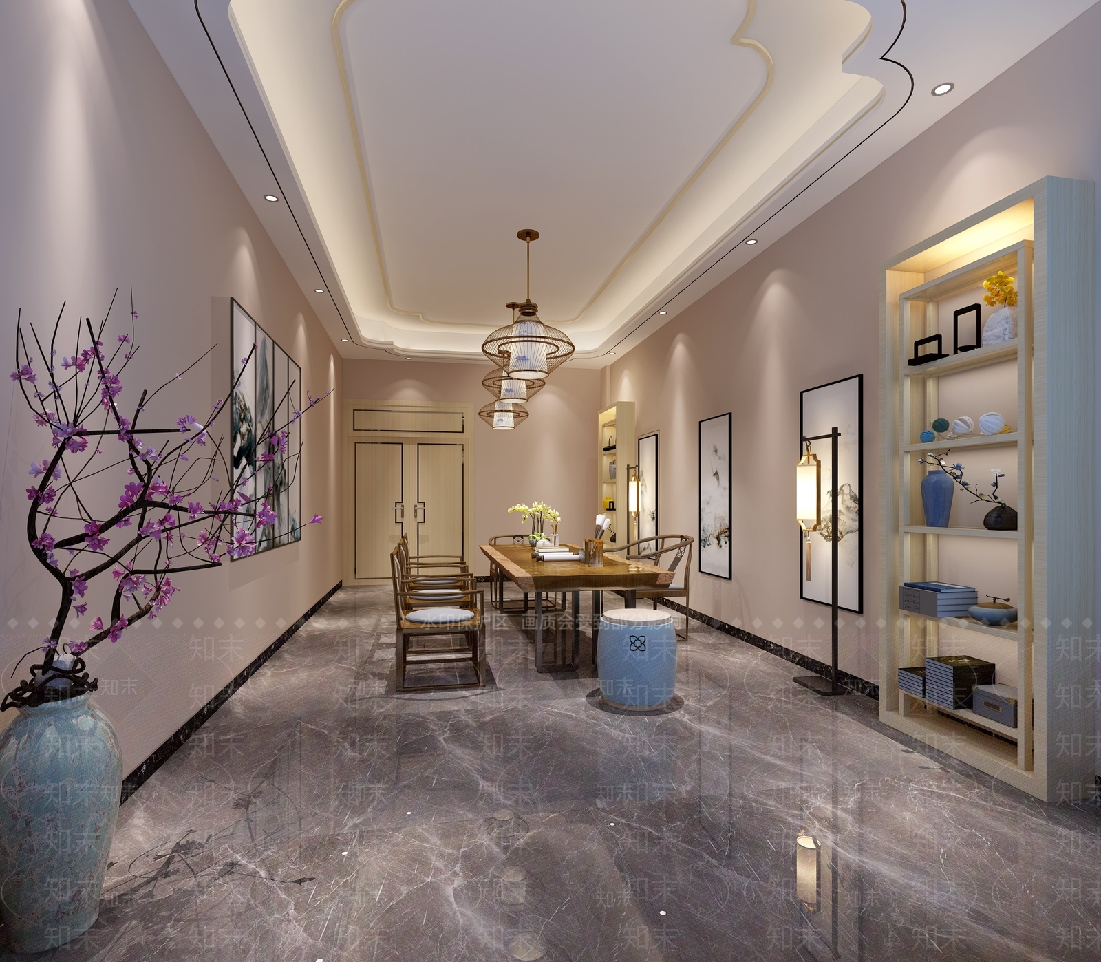 新中式品茶区3D模型下载【ID:136041904】