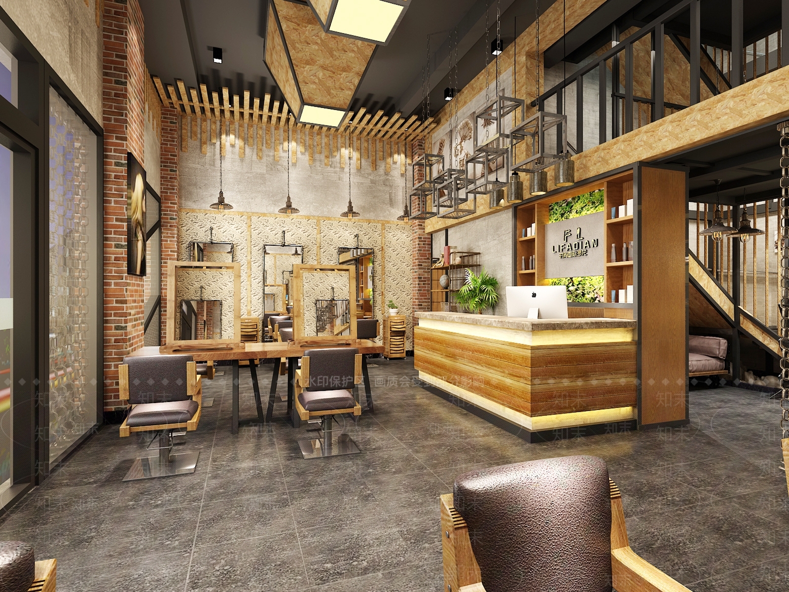 工业风格理发店3D模型下载【ID:936042779】