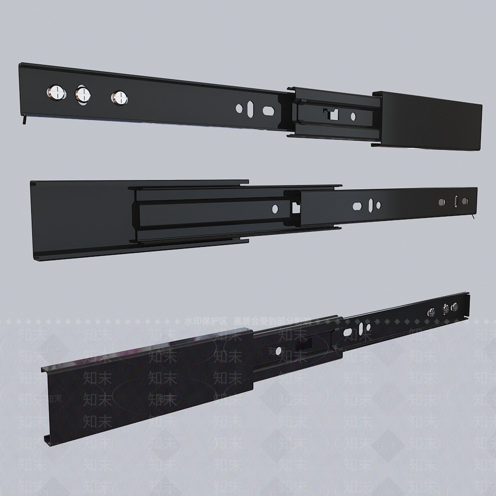 现代柜子滑轨导轨3D模型下载【ID:836052418】