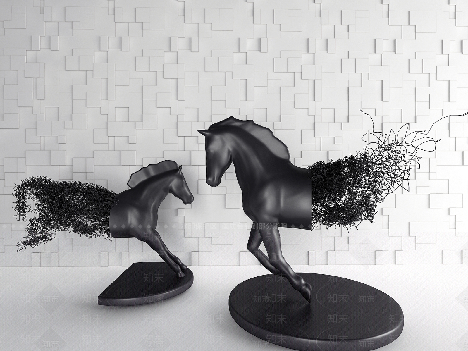 现代铁艺马3D模型下载【ID:636059503】