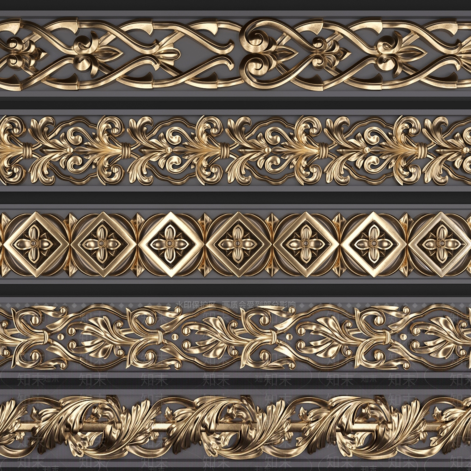 现代欧式雕花角线腰线3D模型下载【ID:836060665】