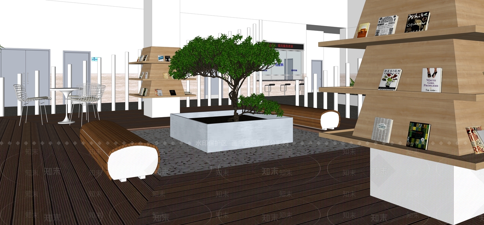 医院室内园林SU模型下载【ID:636090241】