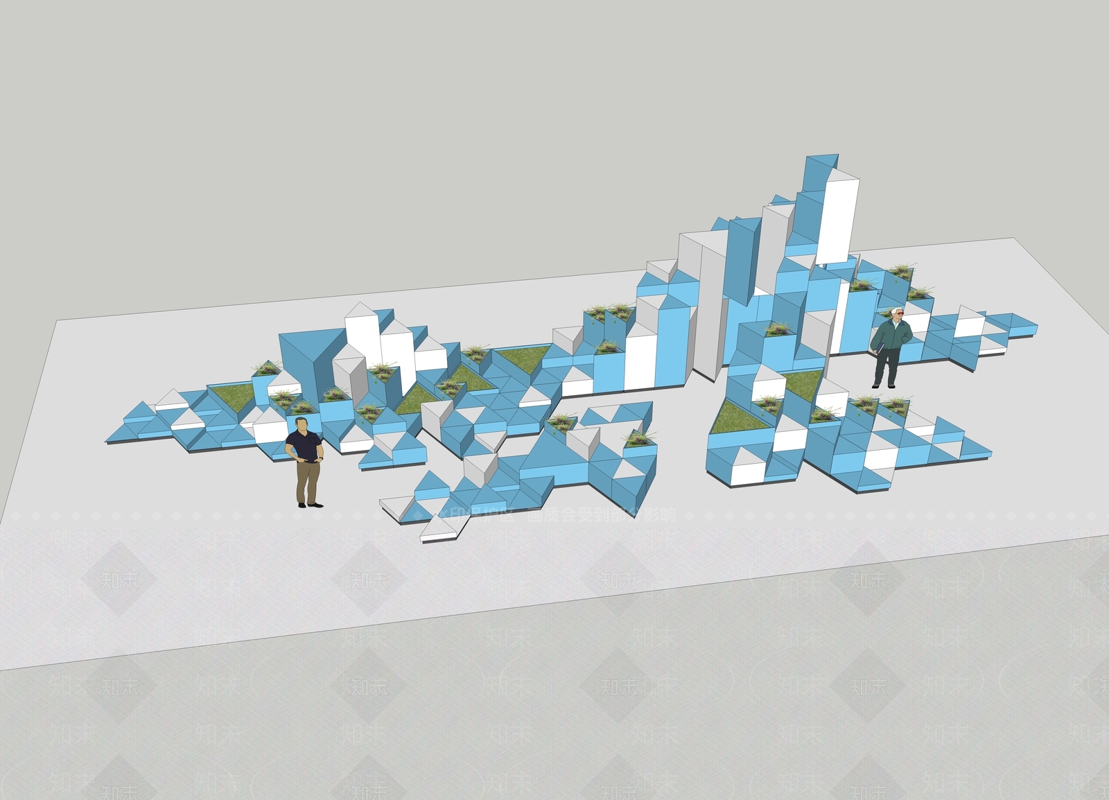 现代抽象公共艺术雕塑SU模型下载【ID:636151665】