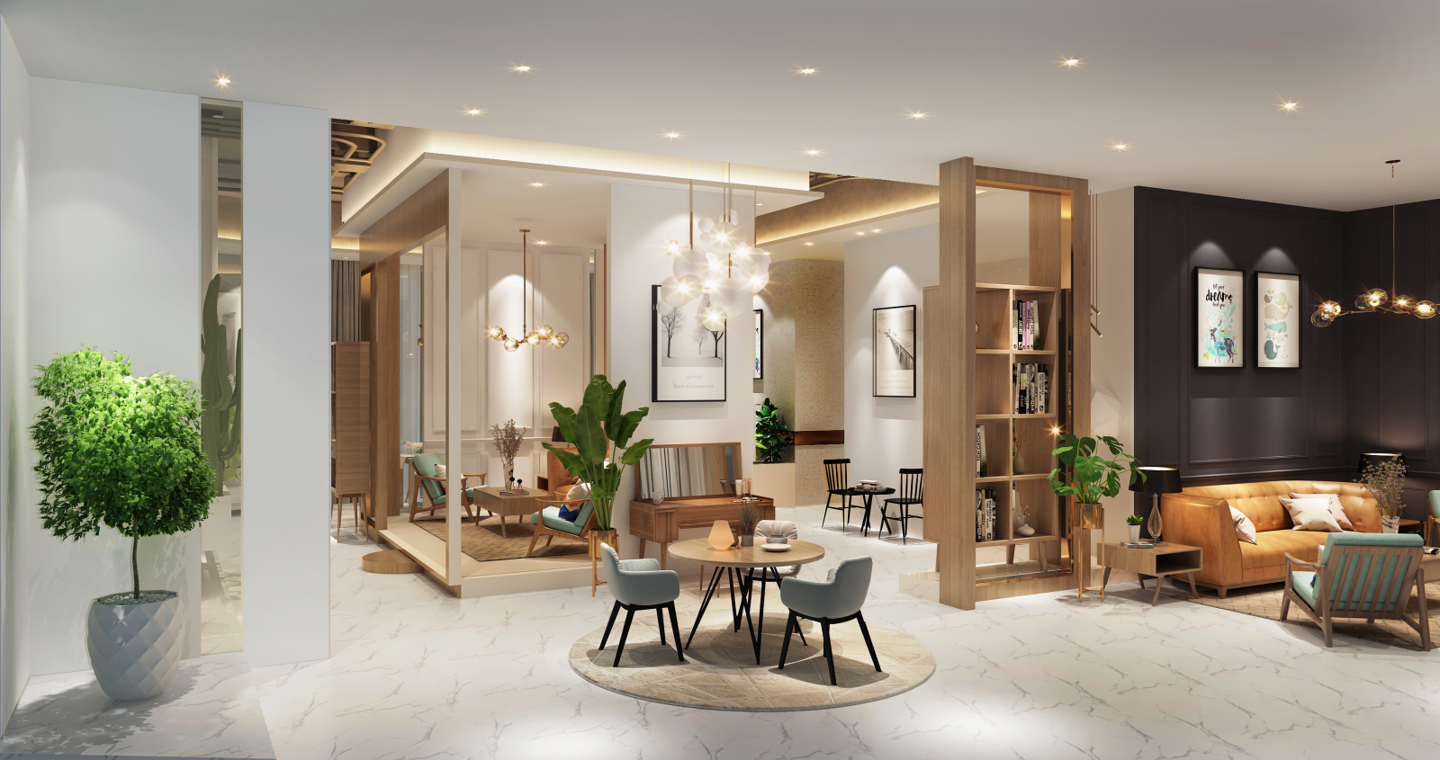 现代原木家居展厅会馆cad施工图下载【ID:736156644】