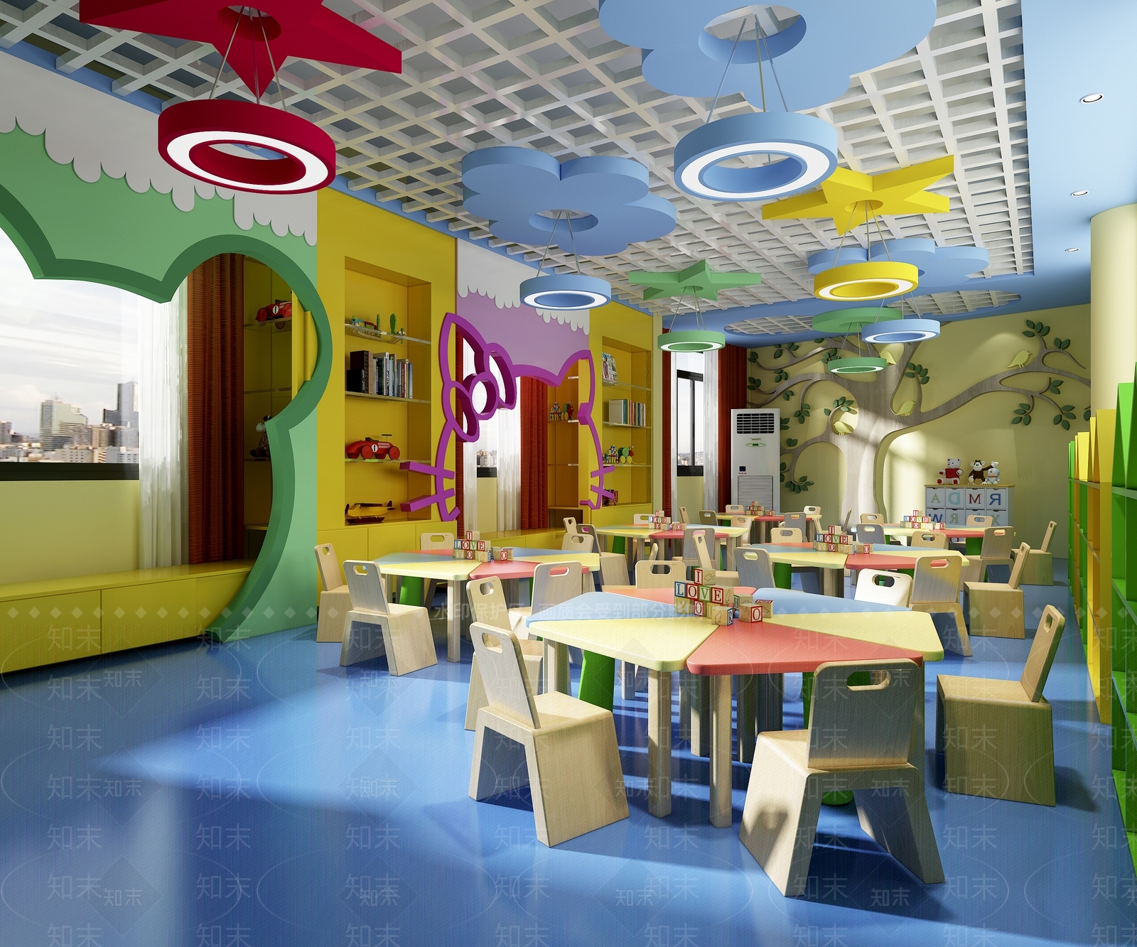 现代卡通幼儿园3D模型下载【ID:536157103】