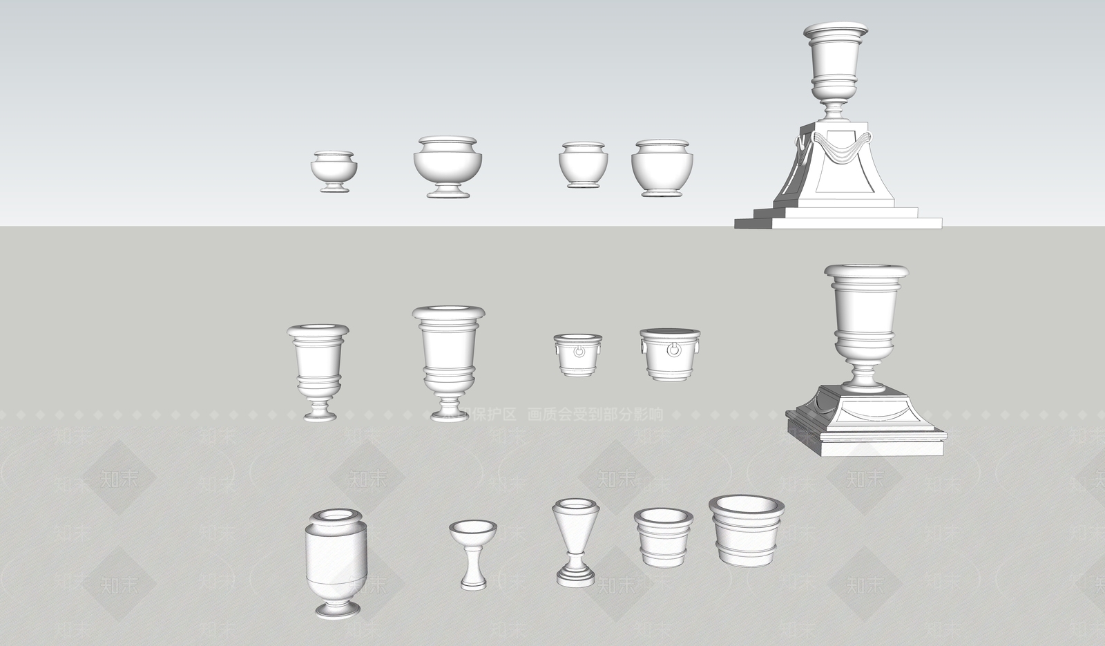 法式花钵集合SU模型下载【ID:536176975】