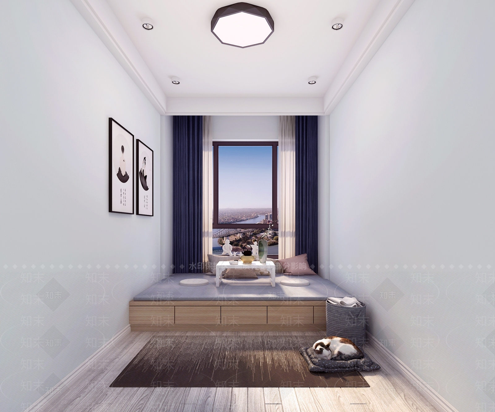 现代榻榻米次卧室书房3D模型下载【ID:436241446】