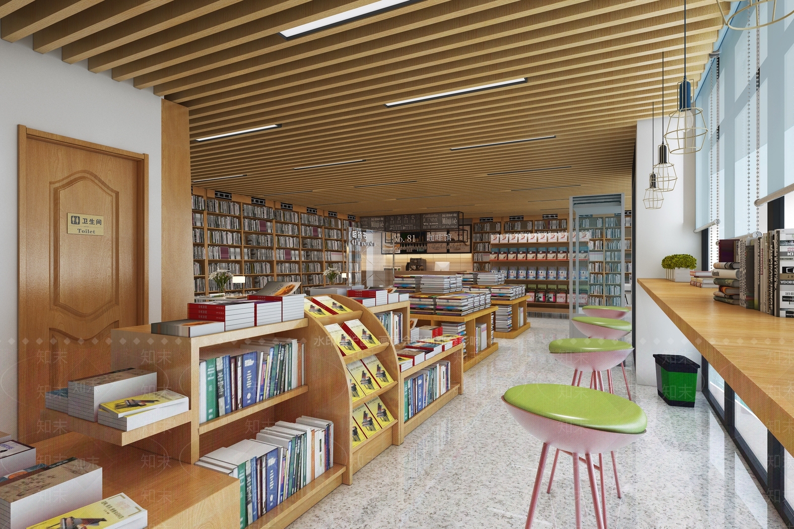 后现代书吧书柜雨伞架3D模型下载【ID:936241996】