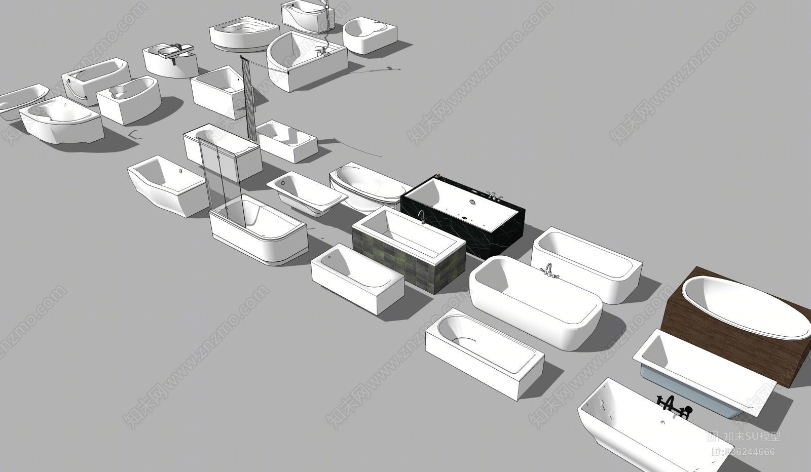 现代沐浴缸组合SU模型下载【ID:936244666】