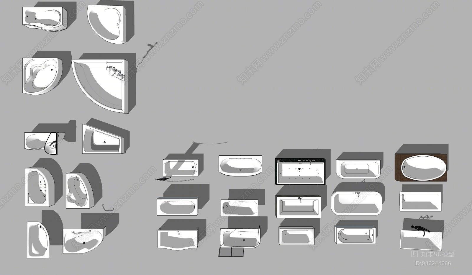 现代沐浴缸组合SU模型下载【ID:936244666】