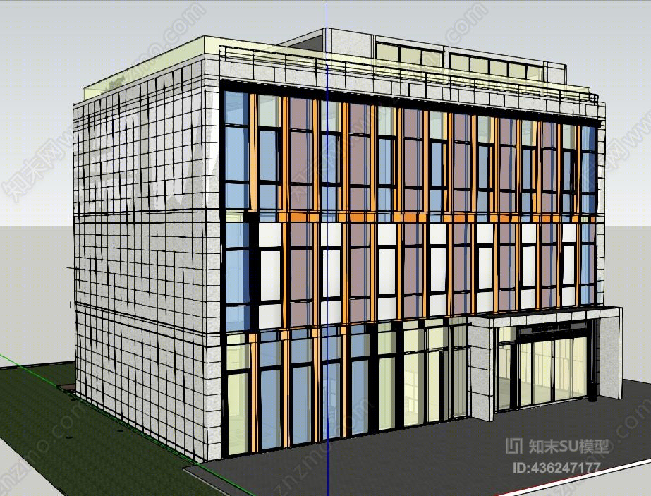 现代御河硅谷办公楼建筑SU模型下载【ID:436247177】