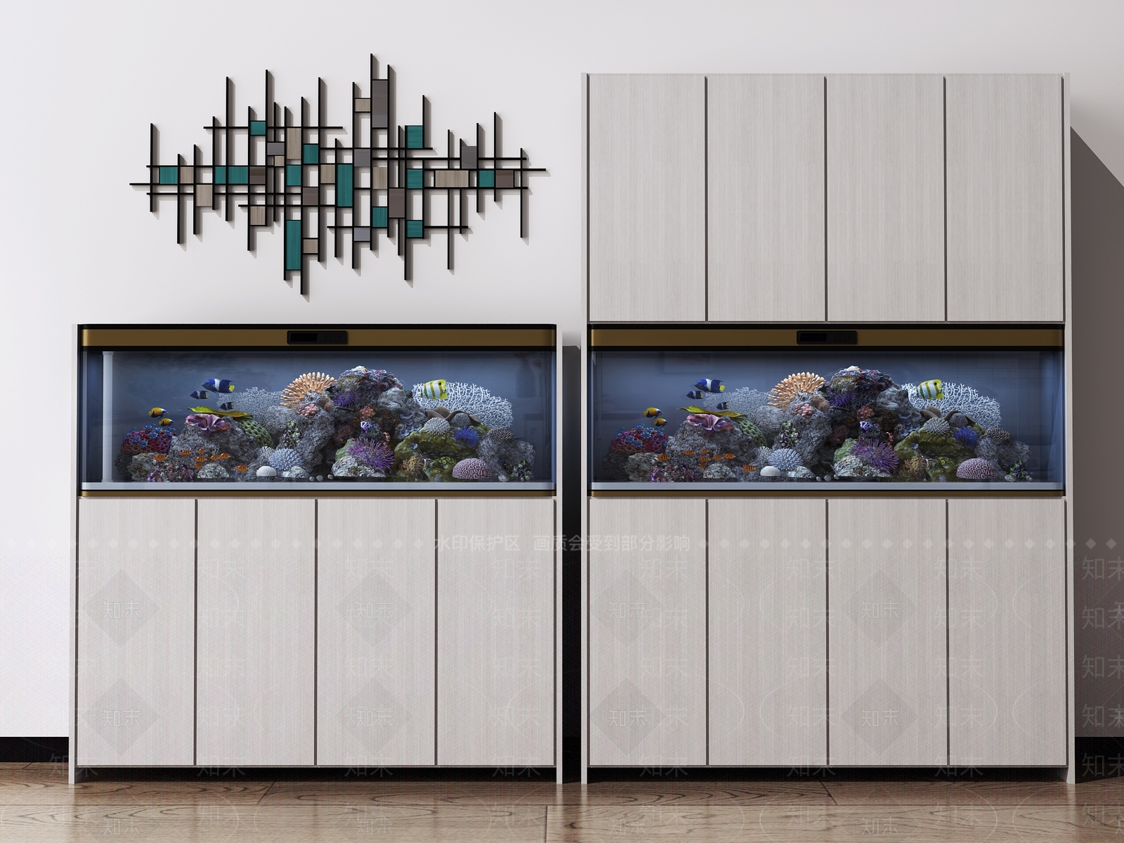 现代鱼缸鞋柜一体3D模型下载【ID:636260732】