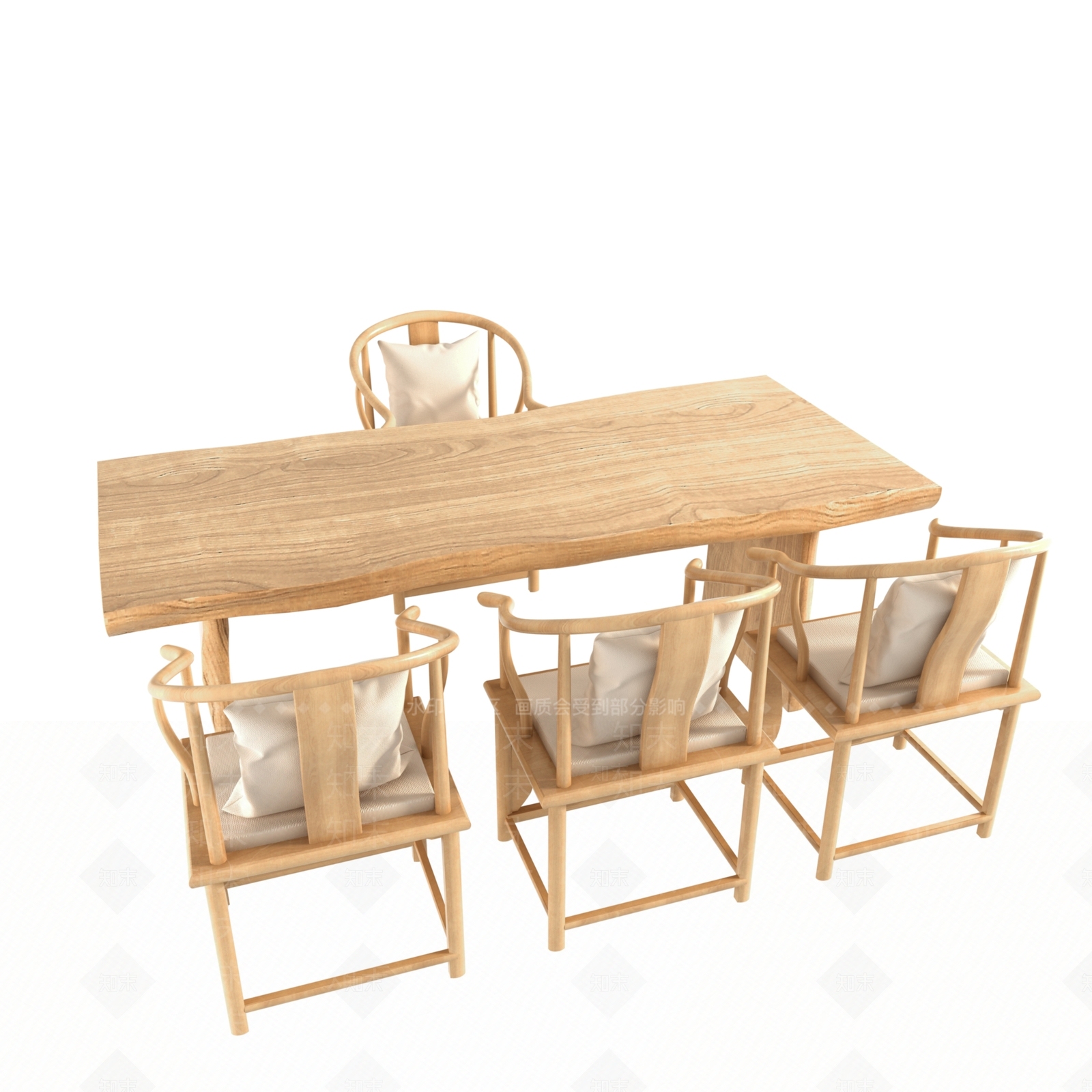 新中式禅意泡茶桌椅茶具装饰柜组合3D模型下载【ID:336260463】