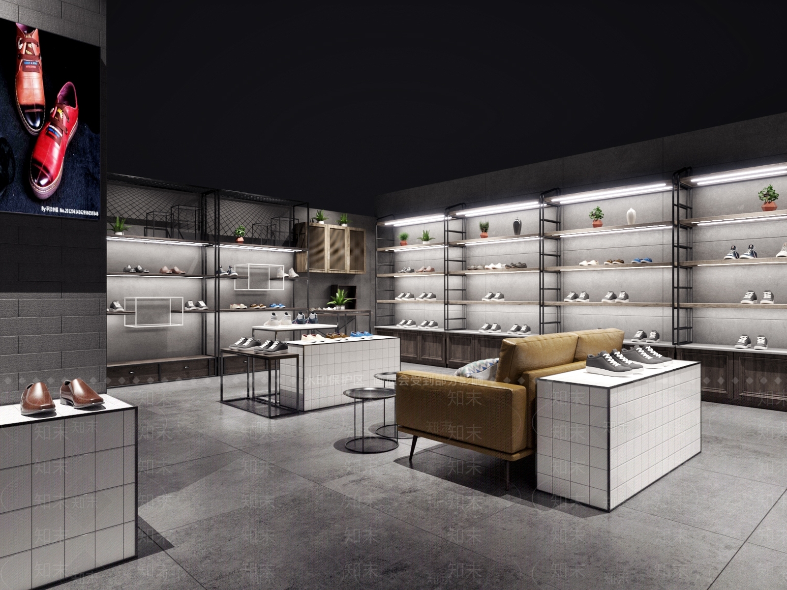 工业风鞋店3D模型下载【ID:736261738】