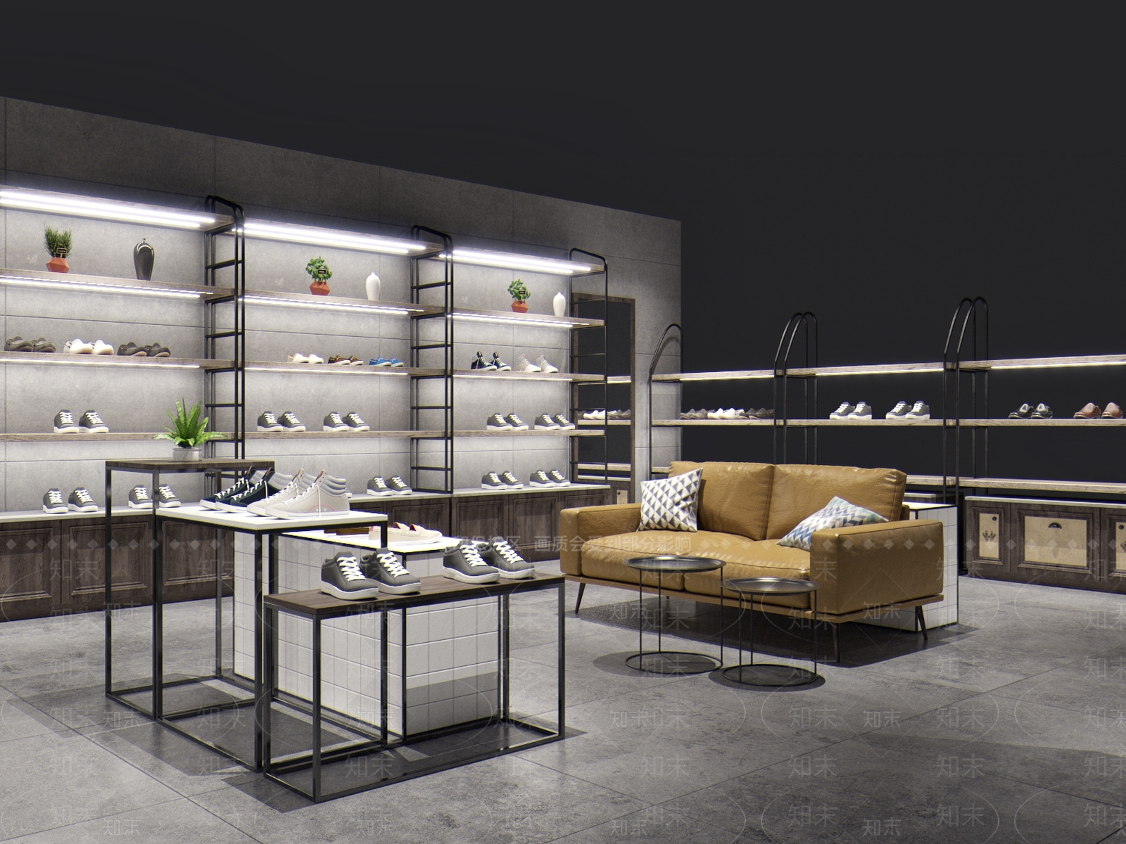 工业风鞋店3D模型下载【ID:736261738】