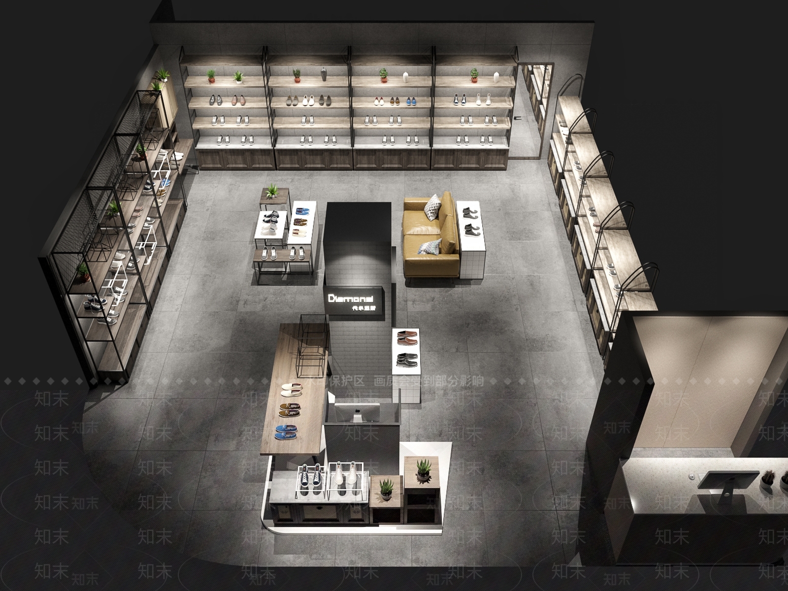 工业风鞋店3D模型下载【ID:736261738】