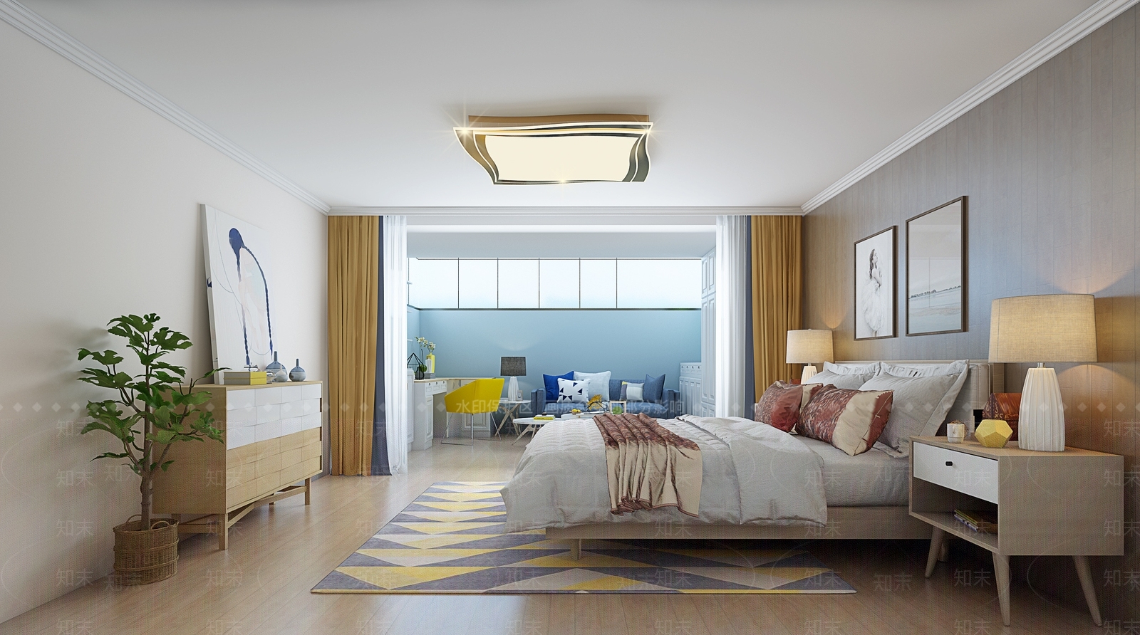 北欧卧室台灯3D模型下载【ID:436270460】
