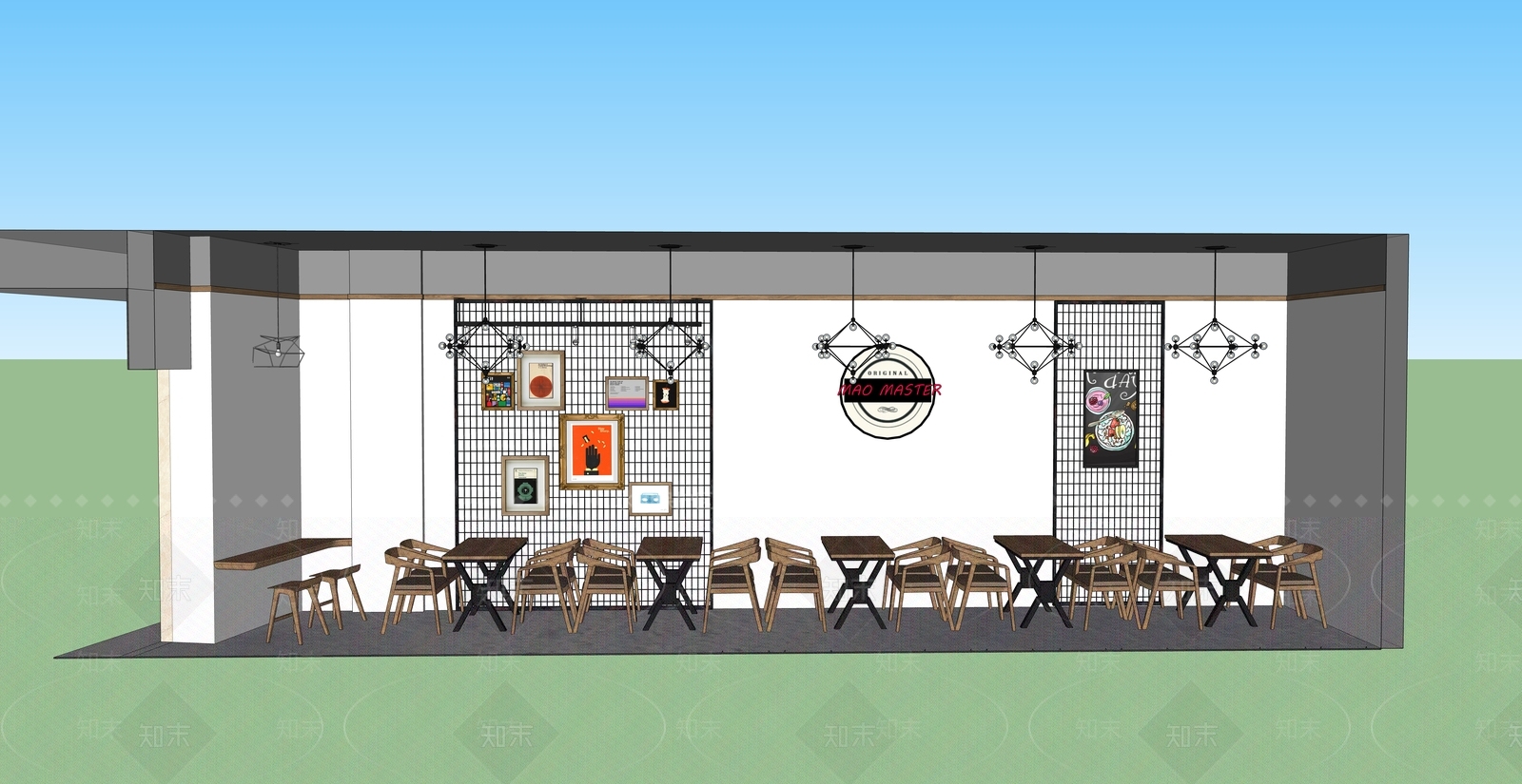工业风冒菜店SU模型下载【ID:836326864】