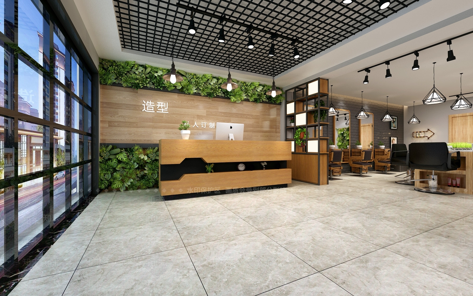 工业风美发店3D模型下载【ID:936329702】