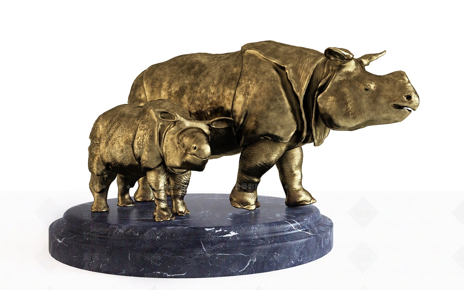 现代金属犀牛雕塑雕像3D模型下载【ID:336381883】