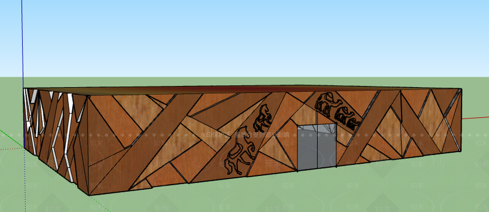 茶马古道展厅展馆外部结构造型SU模型下载【ID:837122427】