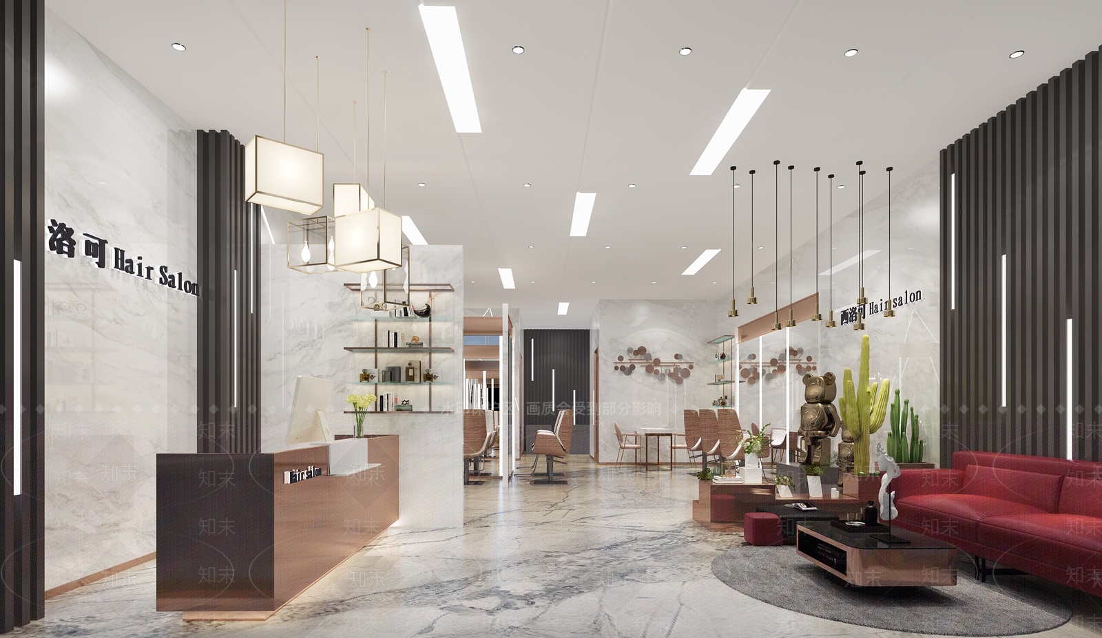 现代轻奢理发店前台3D模型下载【ID:937125740】