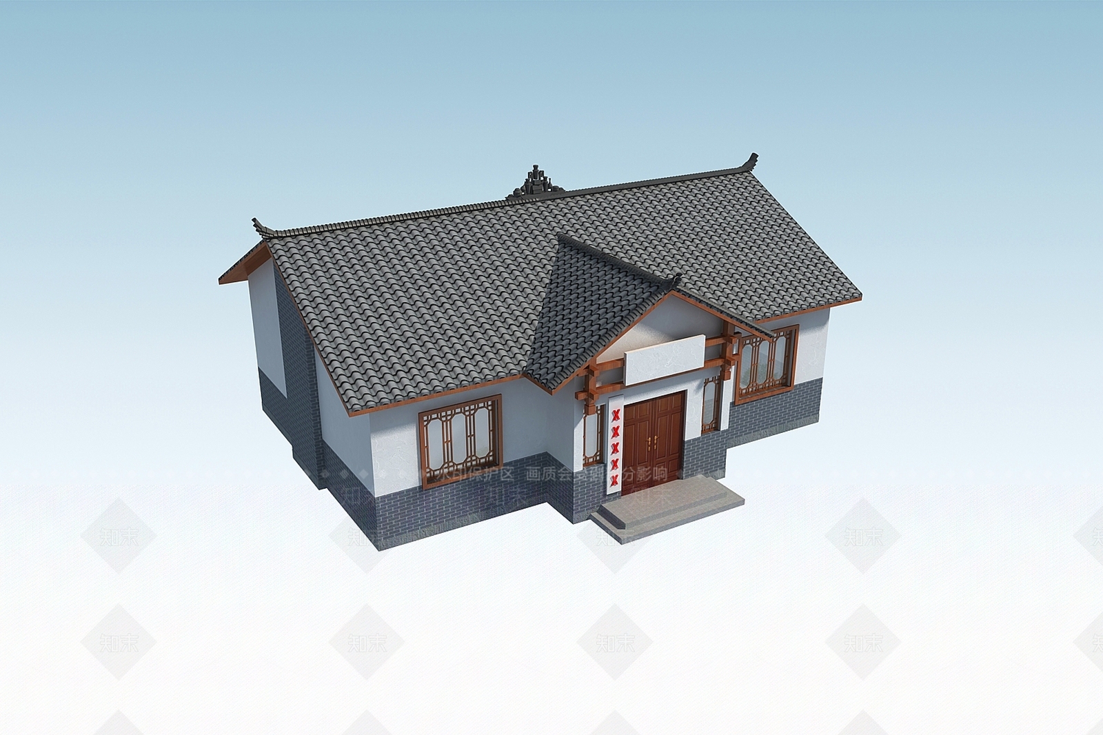 新中式古建筑3D模型下载【ID:237126897】