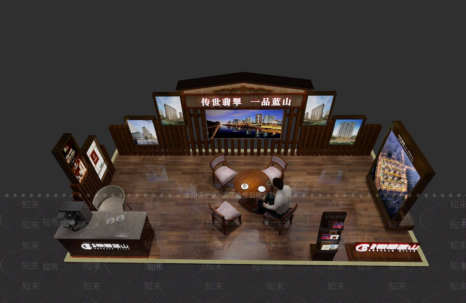 美式风格售楼处临时商场展厅乐高积木游戏墙3D模型下载【ID:437136550】