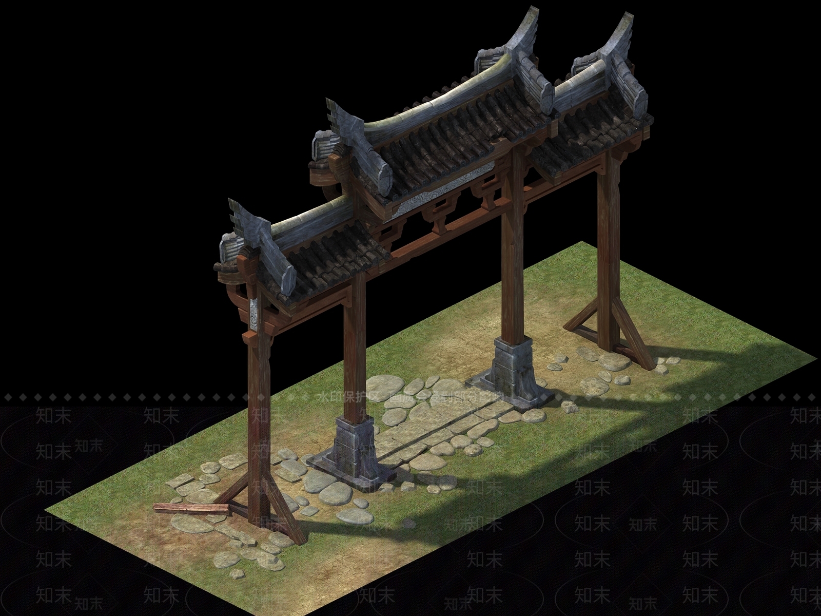 其它牌坊古建门祠堂3D模型下载【ID:237153800】