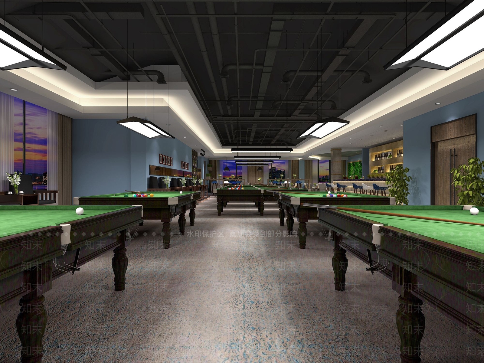 工业风台球厅3D模型下载【ID:937154803】