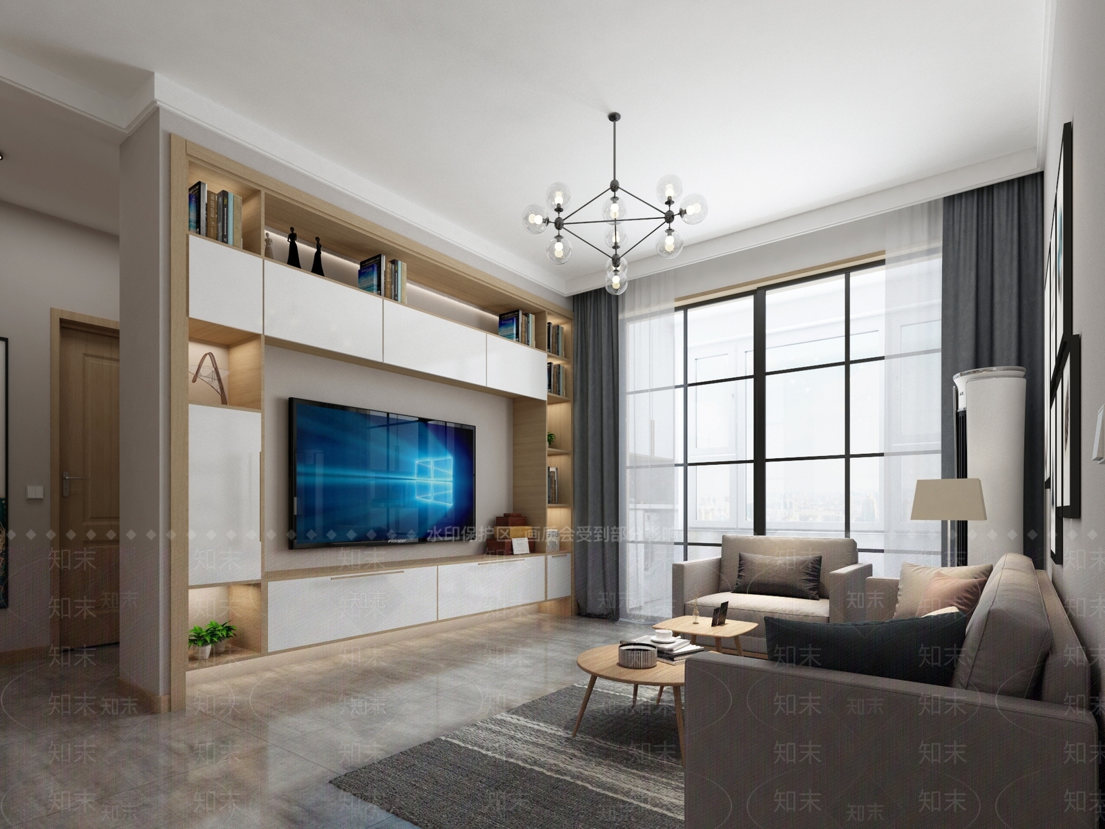 北欧客厅沙发背景墙3D模型下载【ID:737155761】