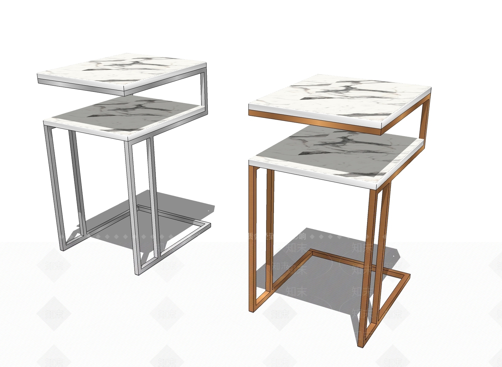 现代北欧简约家具茶几边几桌子SU模型下载【ID:137159878】