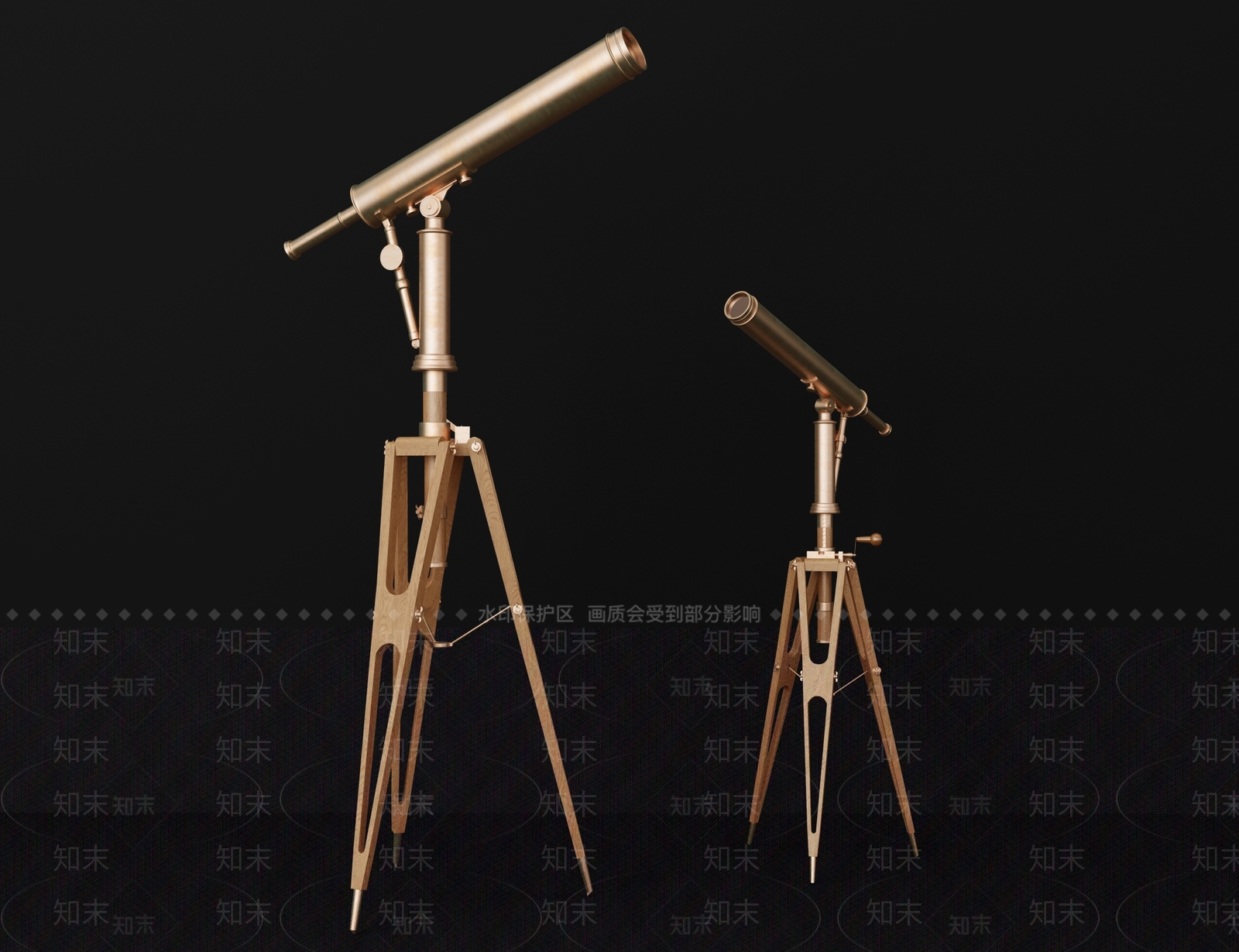 新古典复古天文望远镜立式望远镜3D模型下载【ID:637656655】
