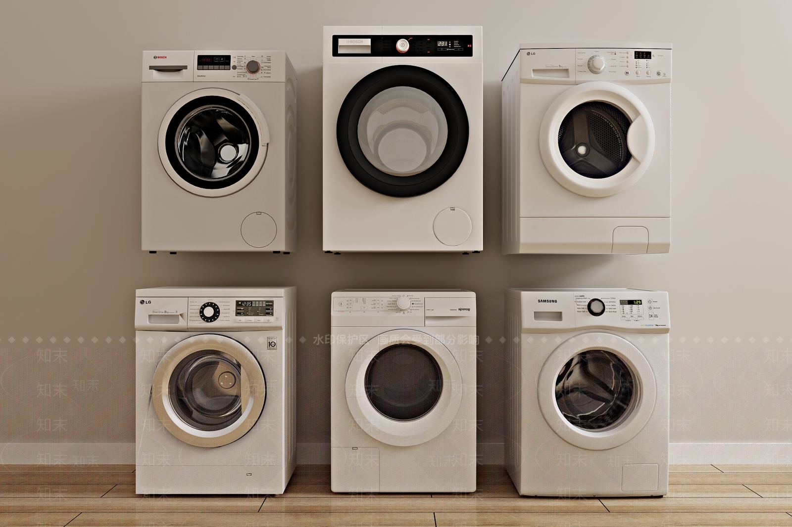 现代滚筒全自动洗衣机3D模型下载【ID:138042595】