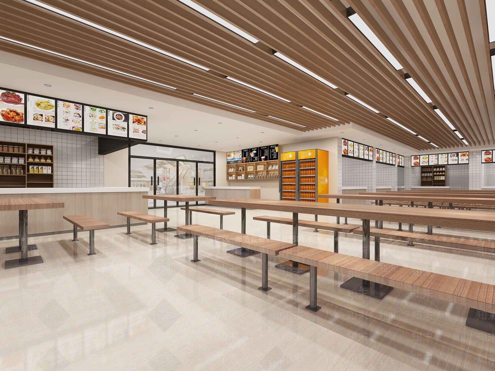 现代简约食堂3D模型下载【ID:738592791】