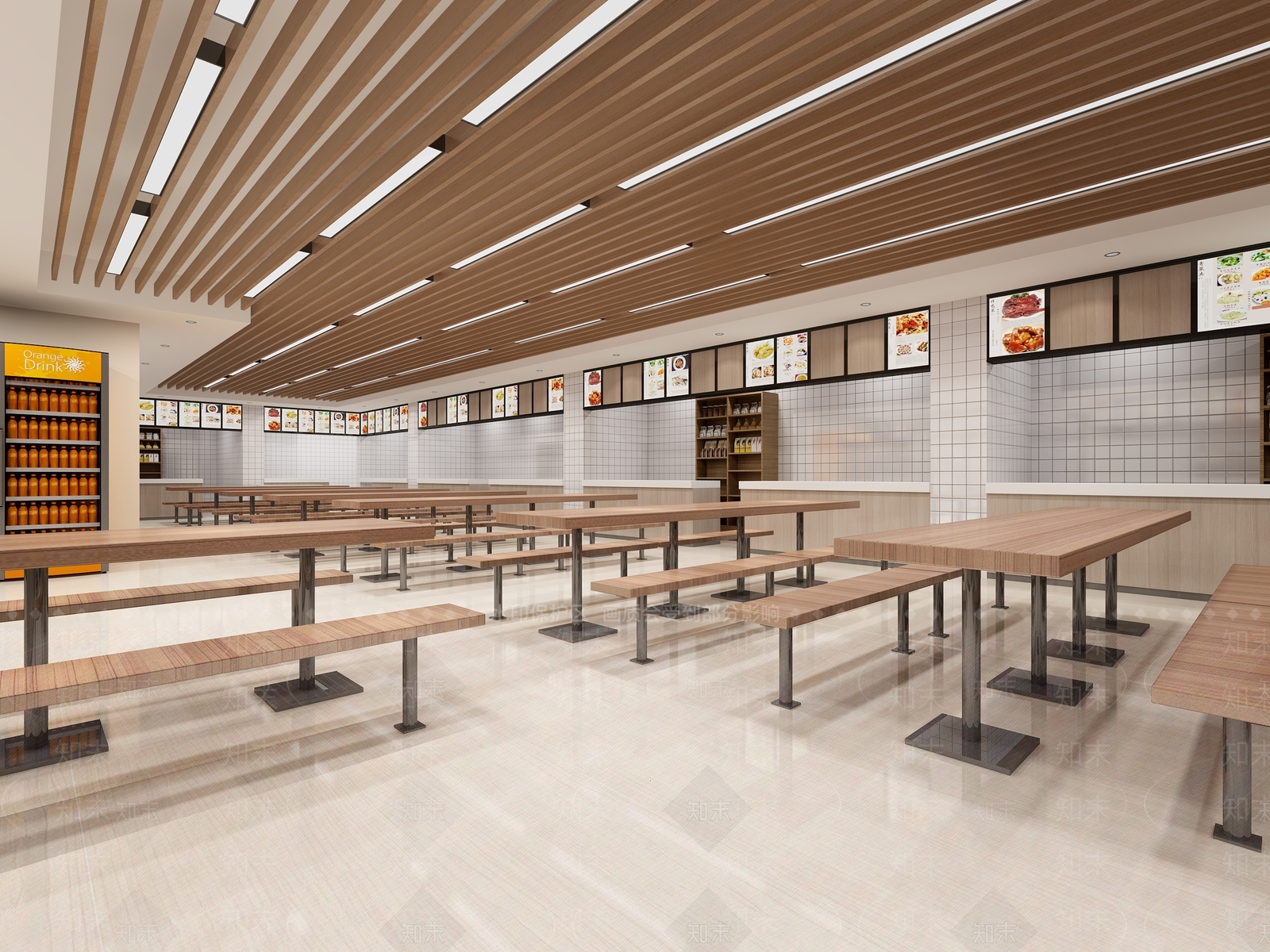 现代简约食堂3D模型下载【ID:738592791】