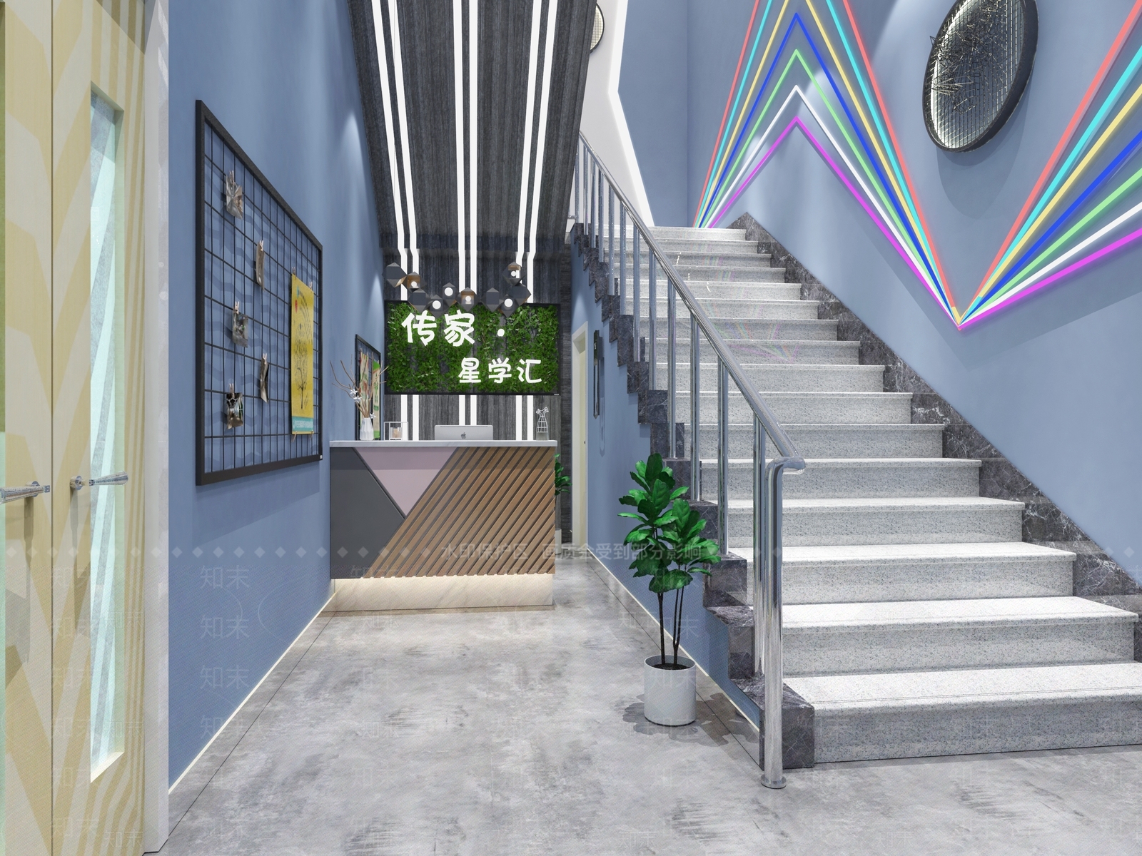 现代楼梯口3D模型下载【ID:239373657】