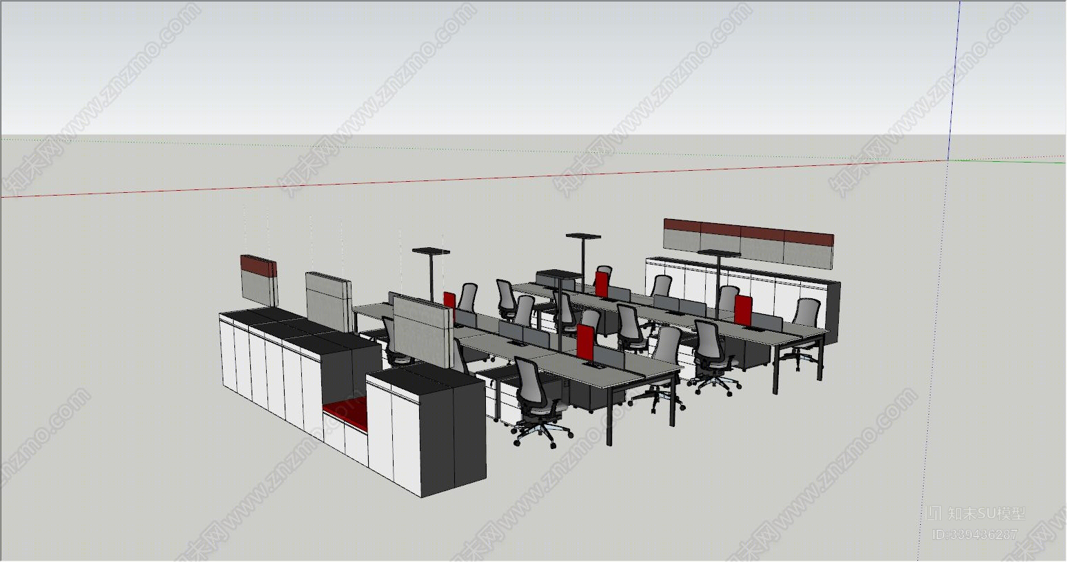 工装办公家具一套SU模型下载【ID:339436287】