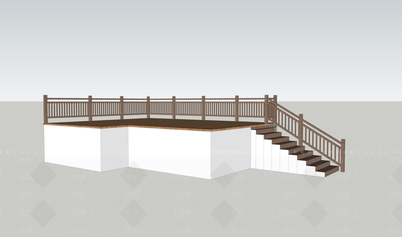 木质扶手栏杆SU模型下载【ID:440584254】