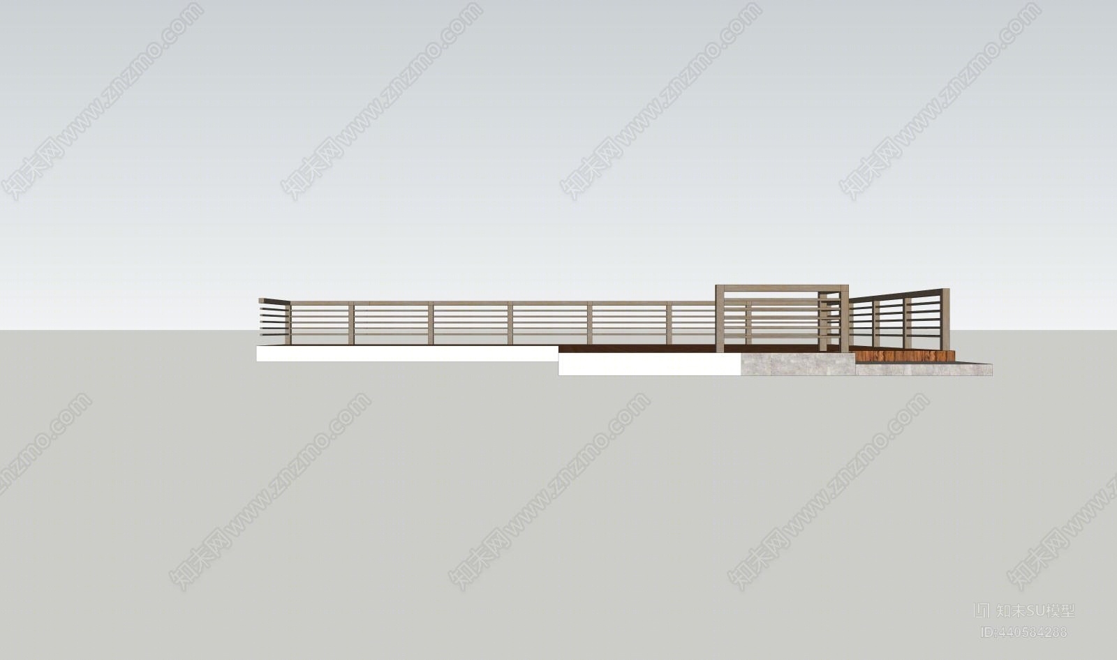 木艺扶手栏杆SU模型下载【ID:440584288】